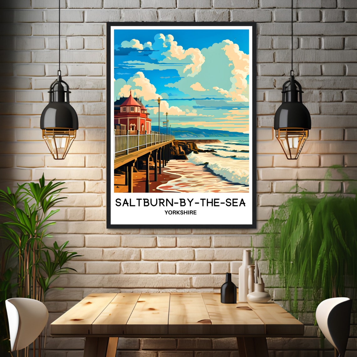 Saltburn By The Sea Yorkshire Pier Seaside Resort Travel Poster - Image 3