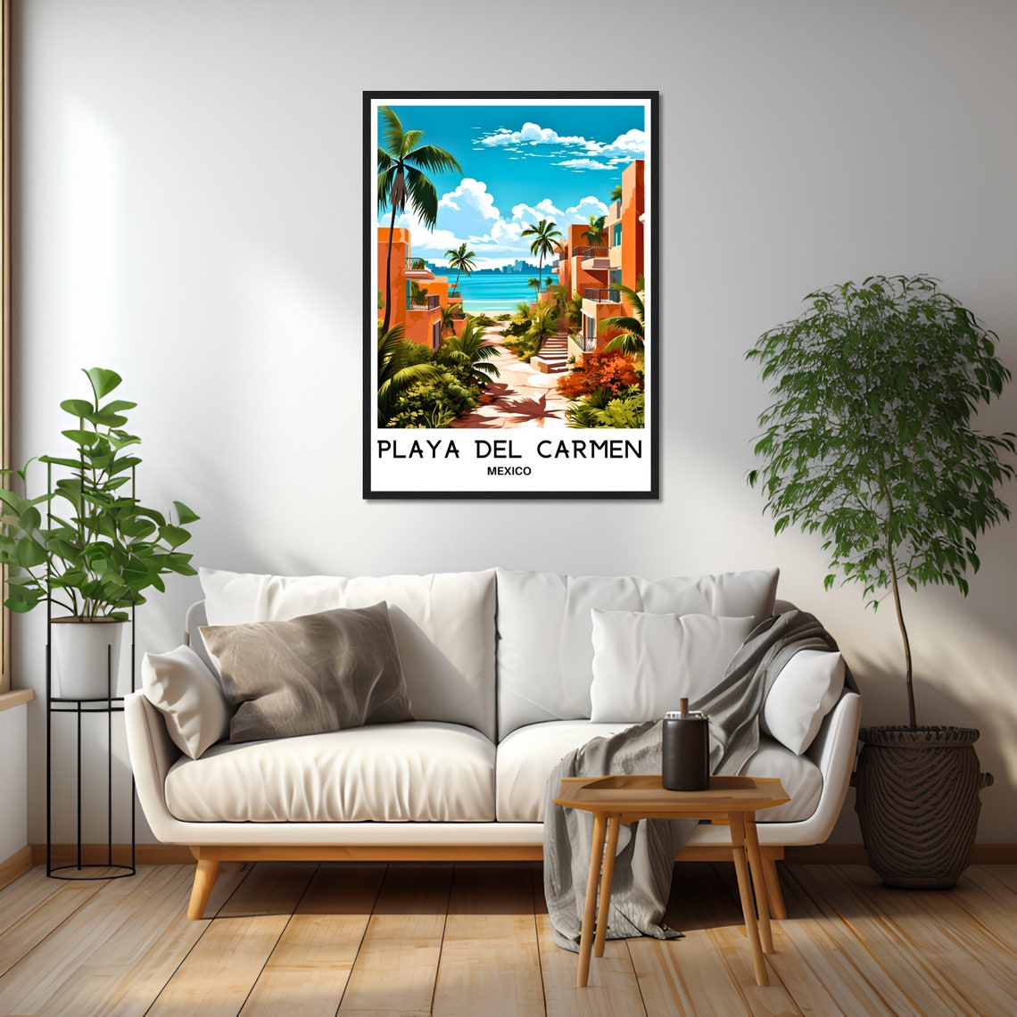Playa Del Carmen Mexico Palm Street Beach Resort Caribbean Poster - Image 2
