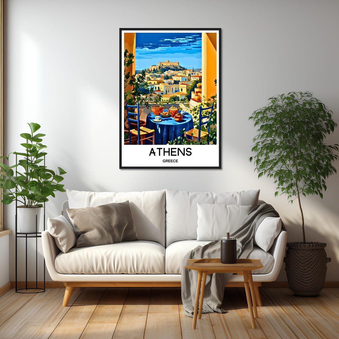 Athens Acropolis View from a Sunny Balcony Breakfast Table Poster - Image 2