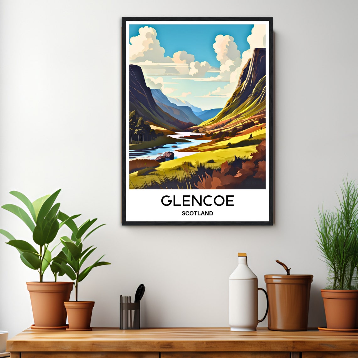 Glencoe Scotland Valley River Mountain Vintage Travel Poster - Image 3