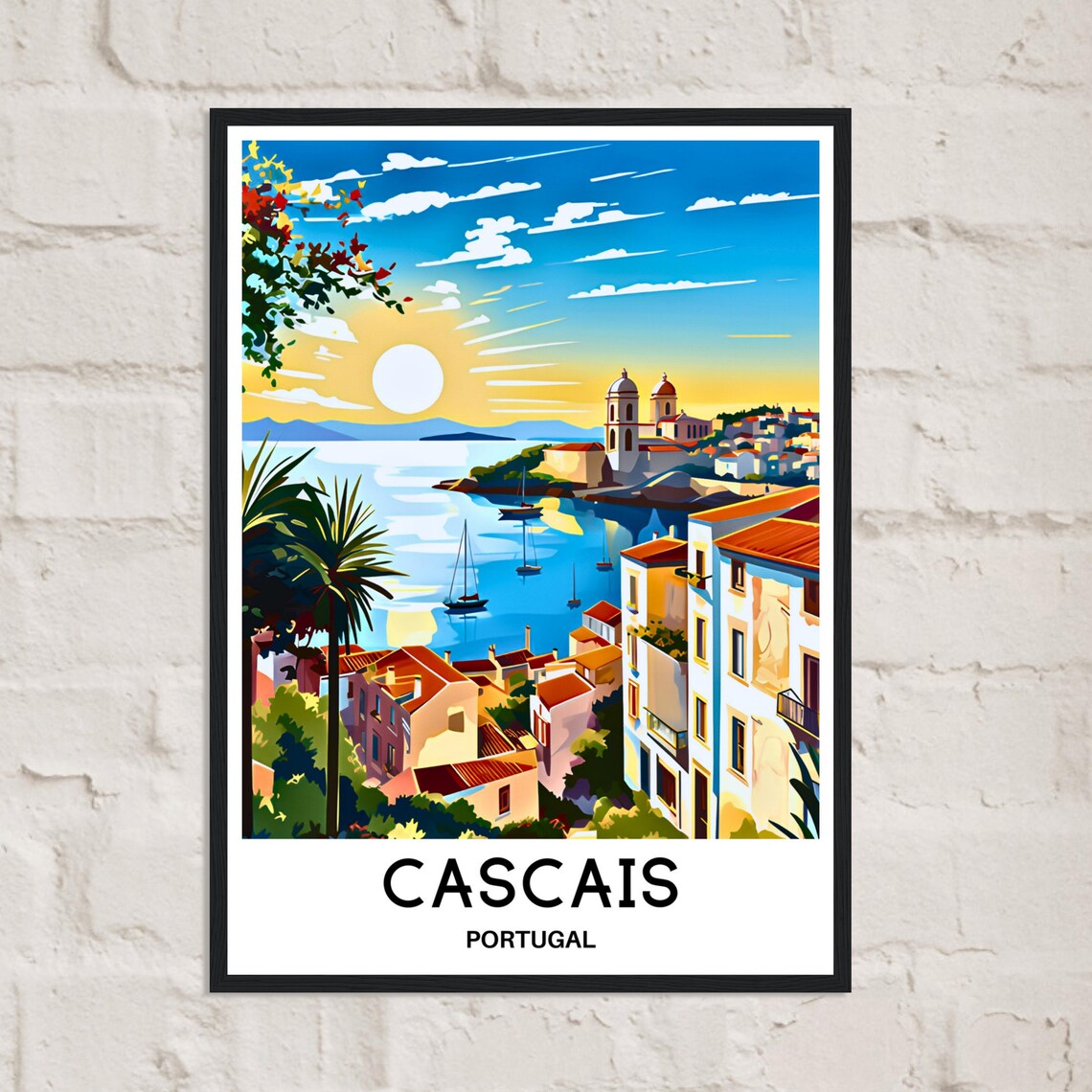 Cascais Portugal Harbor Golden Sunset Seaside Town Travel Poster - Image 3