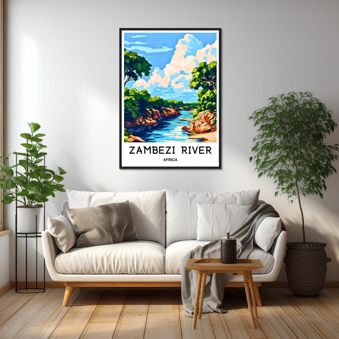 Zambezi River Africa Daytime Rocky River Rocks Scene Travel Poster - Image 2