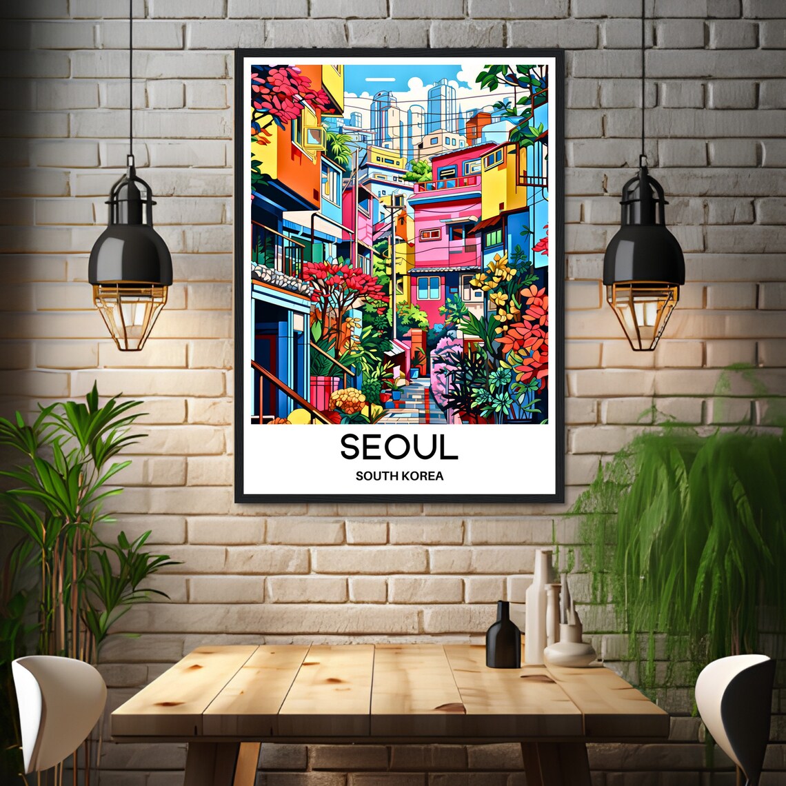 Seoul Colorful Hillside Street Blooming Alley South Korea Poster - Image 3