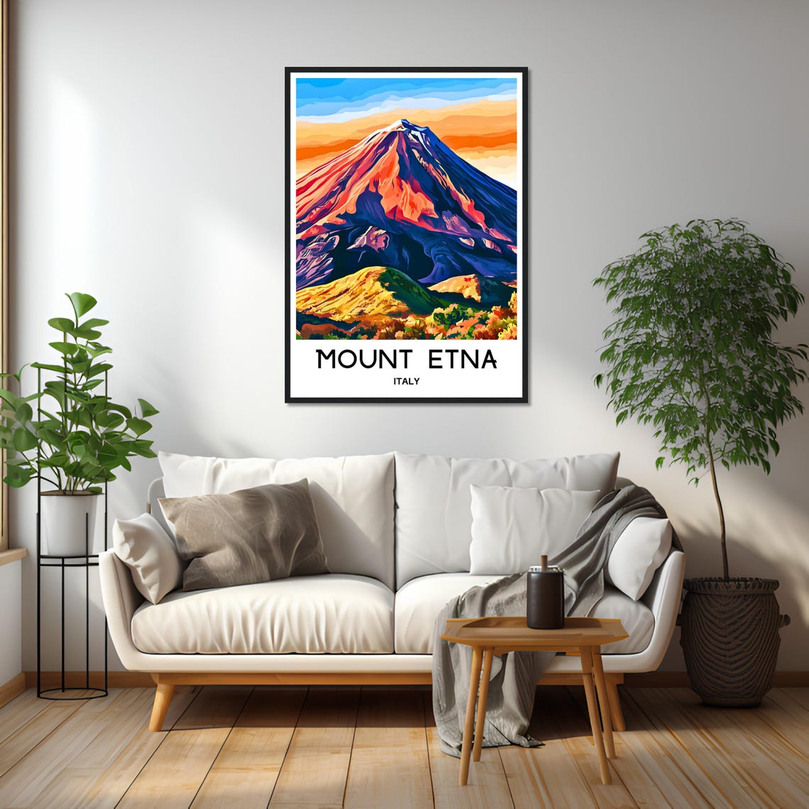 Mount Etna Italy Volcano at Sunset in Vivid Colors Art Poster - Image 2