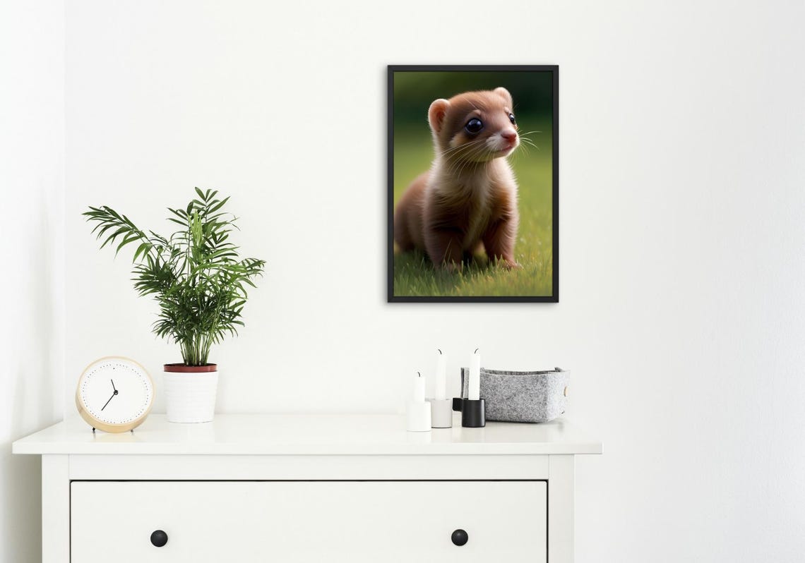 Baby Weasel Wall Art Home Decor Cute Animal Painting Living Room Art - Image 4