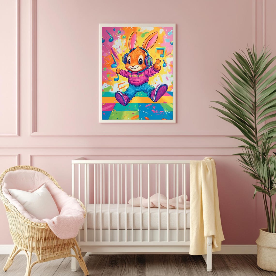Funny Dancing Bunny Nursery Wall Art Bunny Baby Shower Gift Cute Bunny Kids Decor Dance Theme Nursery Print - Image 4