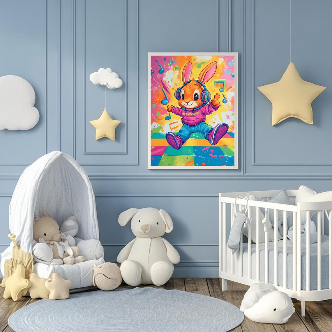 Funny Dancing Bunny Nursery Wall Art Bunny Baby Shower Gift Cute Bunny Kids Decor Dance Theme Nursery Print - Image 3