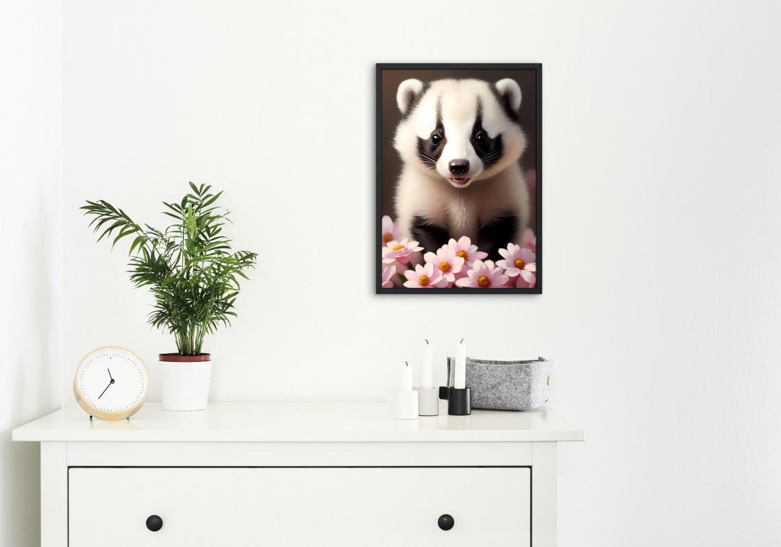Baby Badger Wall Art Home Decor Cute Animal Painting Living Room Art - Image 4