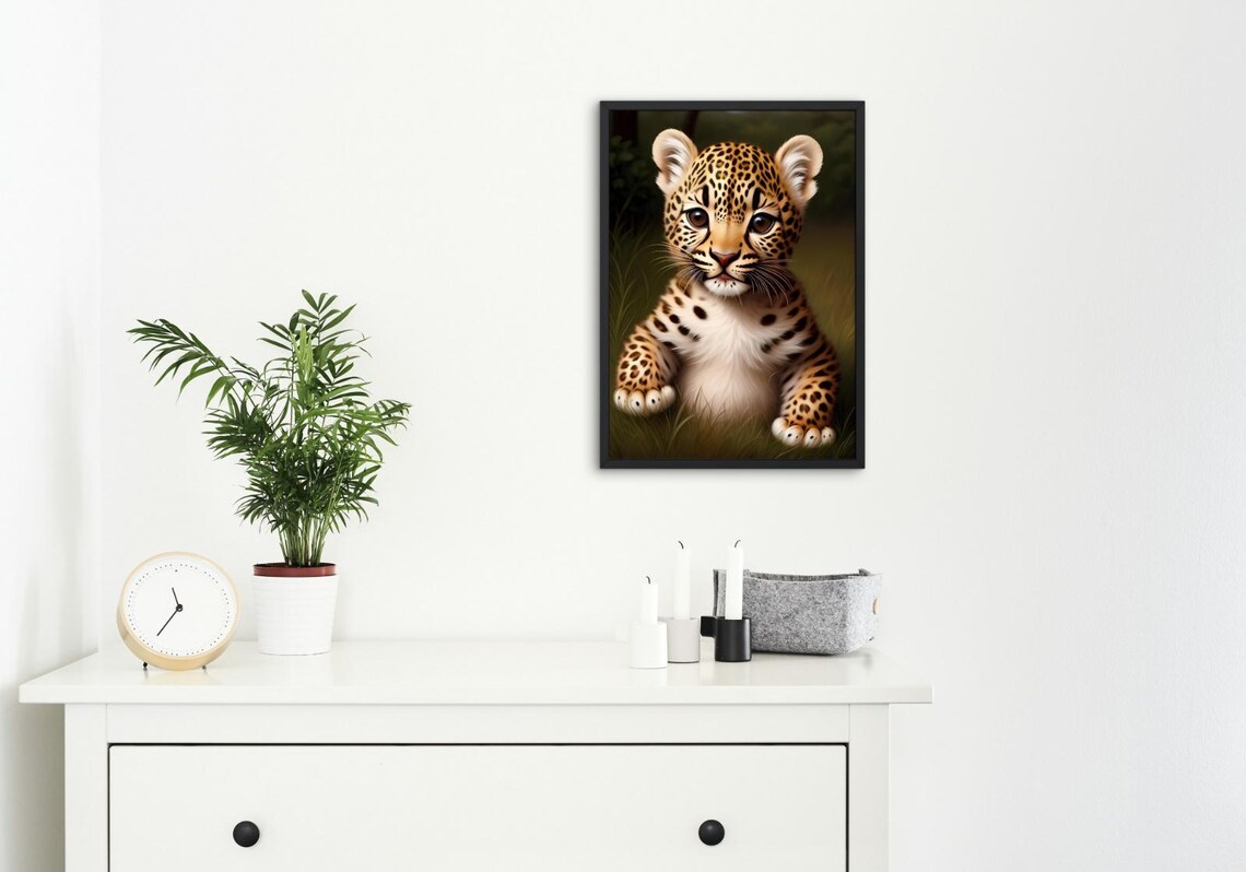 Adorable Baby Leopard Cub Golden Spots Green Jungle Wildlife Poster - Image 4