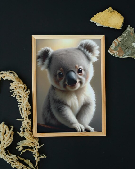 Adorable Baby Koala Fluffy Gray Fur Soft Warm Glow Portrait Poster
