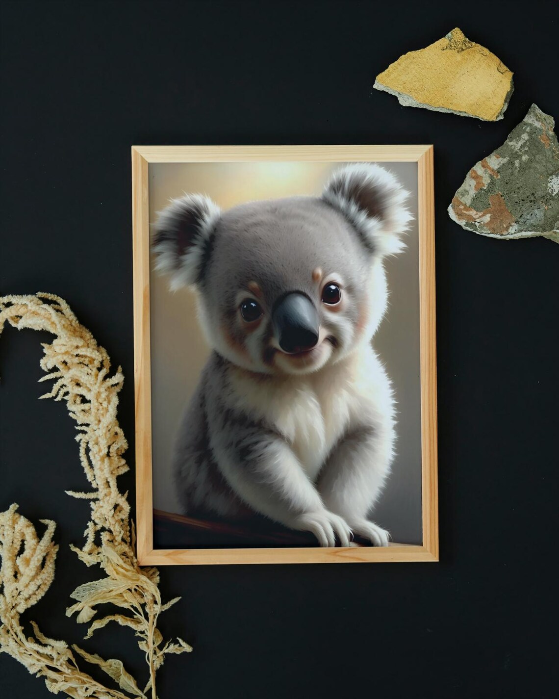Adorable Baby Koala Fluffy Gray Fur Soft Warm Glow Portrait Poster