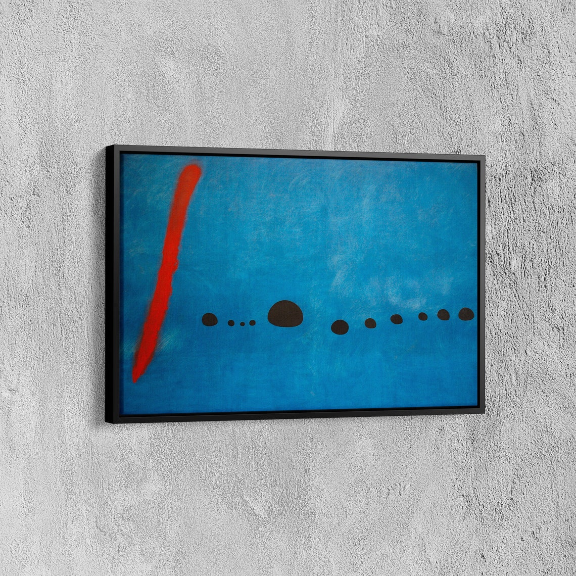 Joan Miro Blue II Red Stroke Minimalist Abstract Blue Art Poster - Image 7