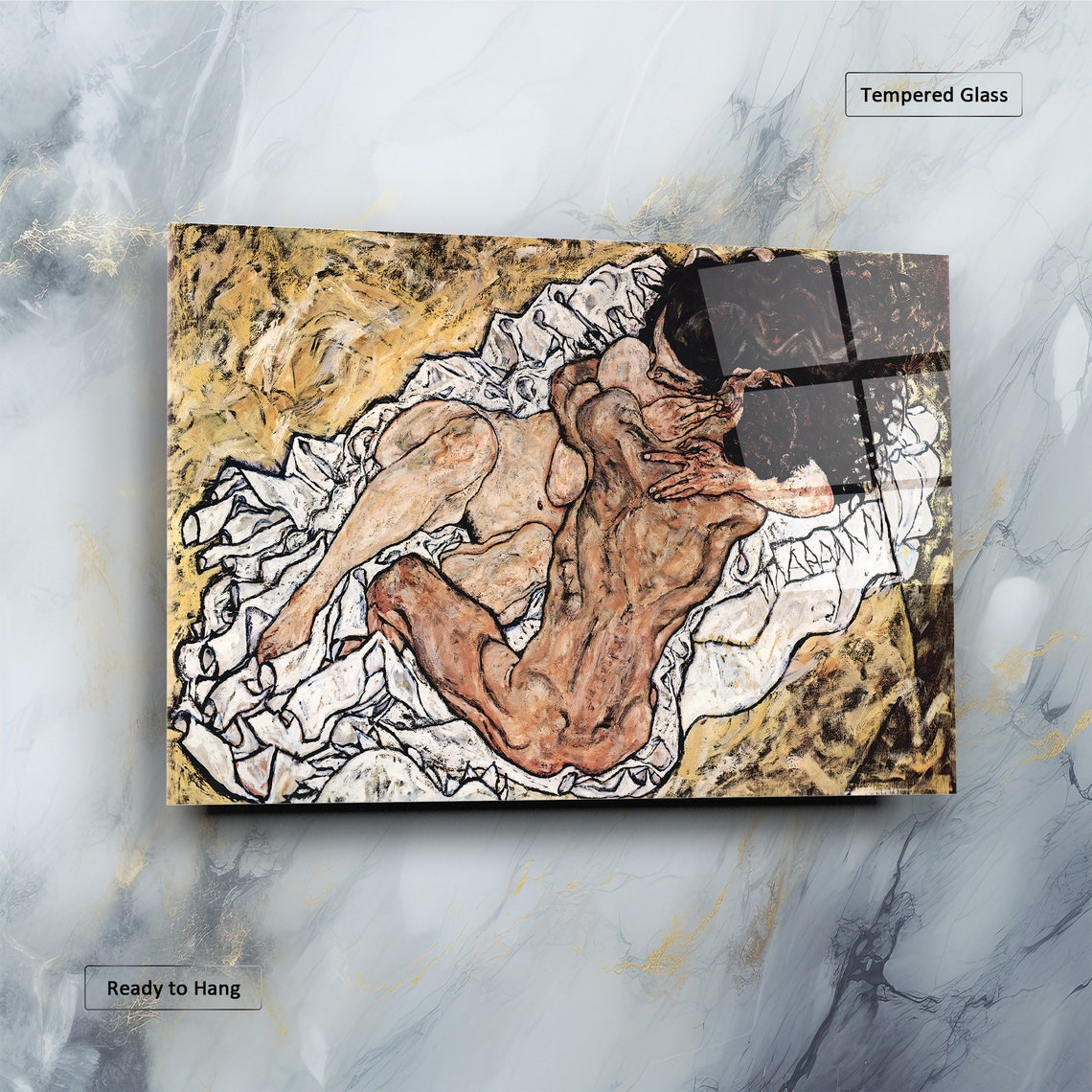 Egon Schiele The Embrace 1917 Austrian Expressionist Lovers Poster - Image 3