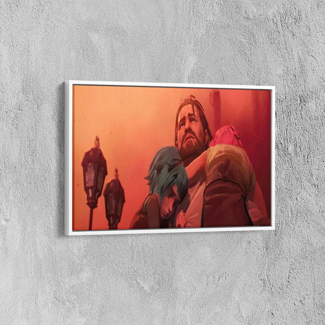 Arcane Vander Carrying Jinx and Powder in a Fiery Scene Poster - Image 6