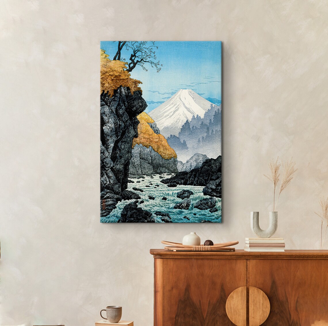 Mount Fuji Foot Of Mount Ashitaka Rapids Autumn Woodblock Poster - Image 5