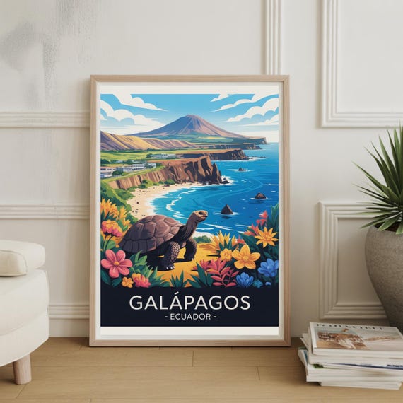Galpagos Islands Poster Ecuador Travel Art Trendy Wall Decor For Home And Office