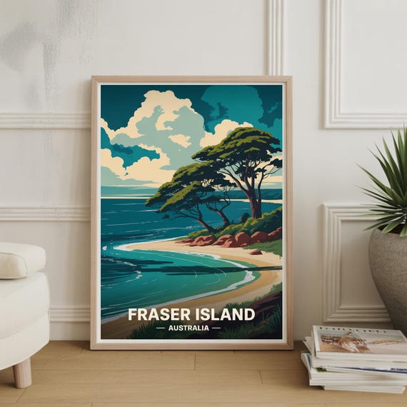 Fraser Island Poster Australia Travel Wall Art Landscape Print Home Decor Gift For Travelers
