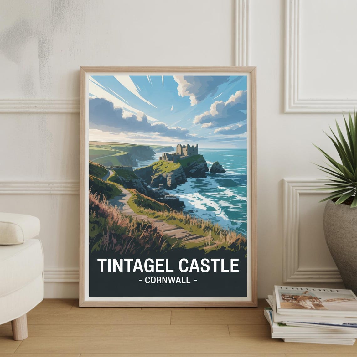 Tintagel Castle Cornwall Coastal Cliffs England Travel Poster