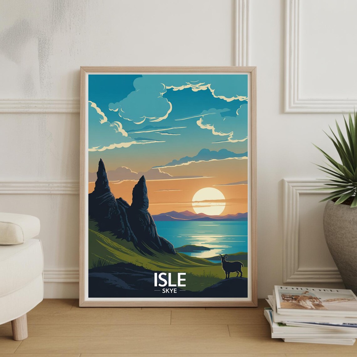 Isle of Skye Scotland Sunset over Old Man of Storr Travel Poster