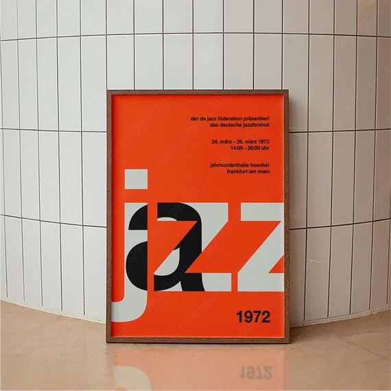 Retro German Jazz Festival Poster, Vintage Concert Print