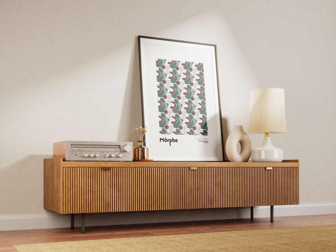 Morphe Organic Green Purple Pattern Gallery Graphic Art Poster - Image 2