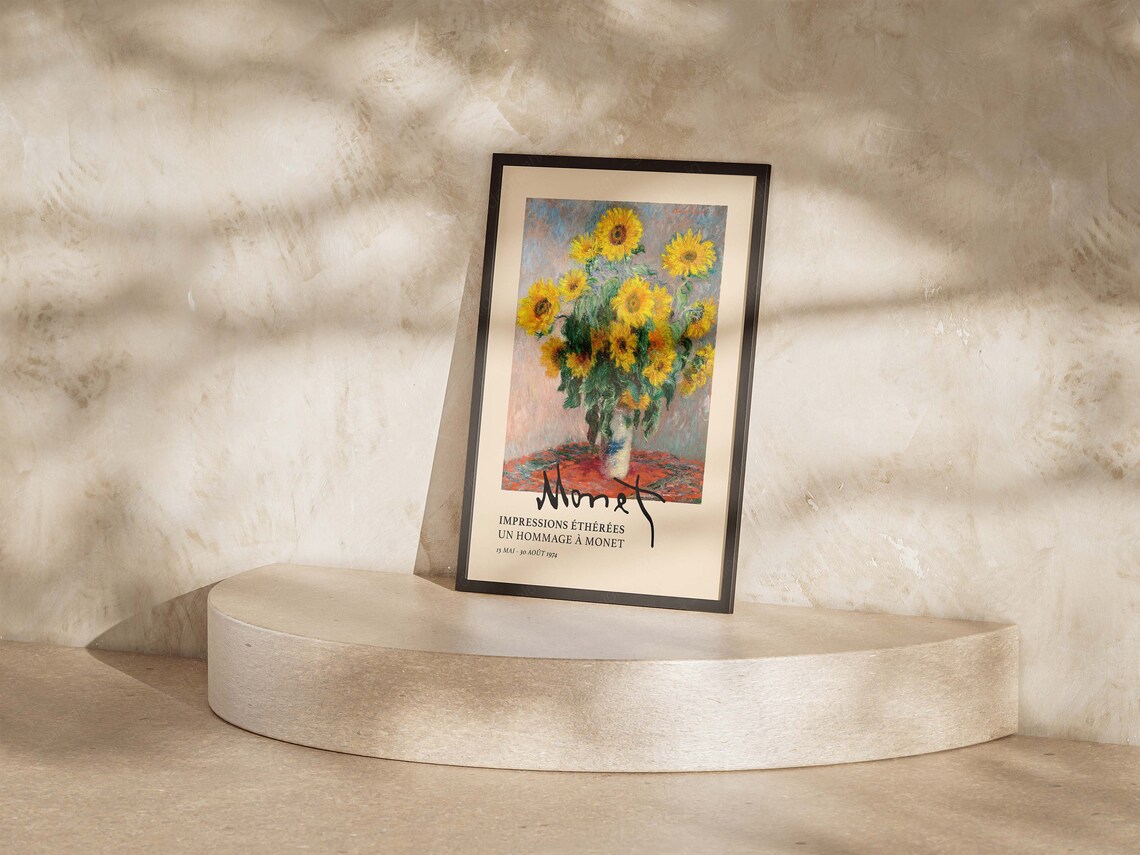 Monet Sunflowers Impressionist Tribute French Exhibition Floral Poster - Image 5