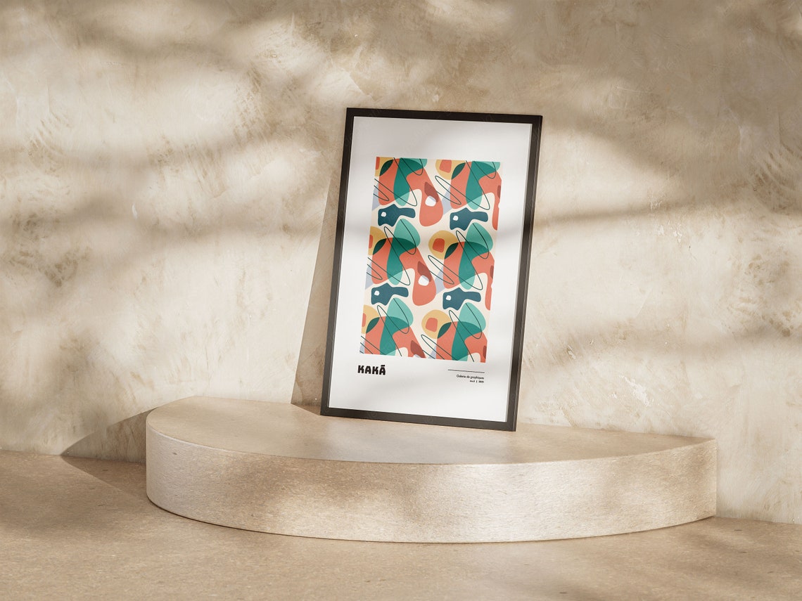 Kaka Galerie Graphiques Abstract Teal Orange Patterned Art Print - Image 5