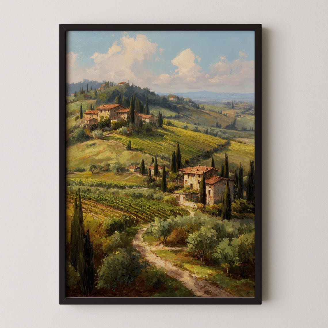 Tuscany Hillside Villa Vineyard Rolling Hills Italian Landscape Poster