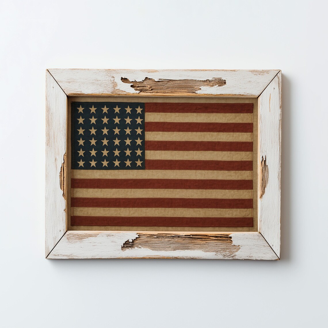 Vintage Us Flag Art Print, Americana Decor
