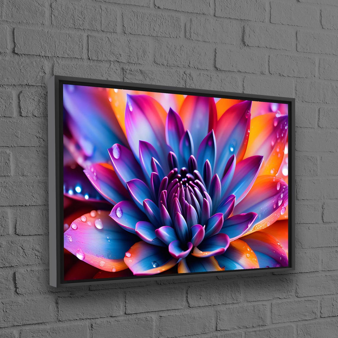 Vibrant Macro Flower Colorful Petals Dew Drops Photography Poster