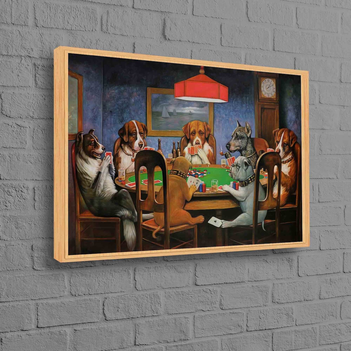 Dogs Playing Poker Art Print, Modern Gaming Room