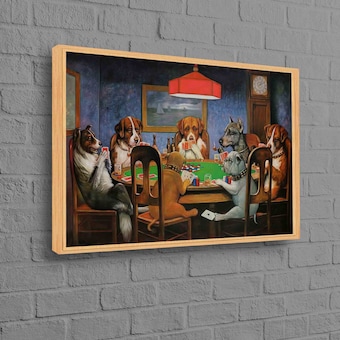 Dogs Playing Poker Art Print, Modern Gaming Room