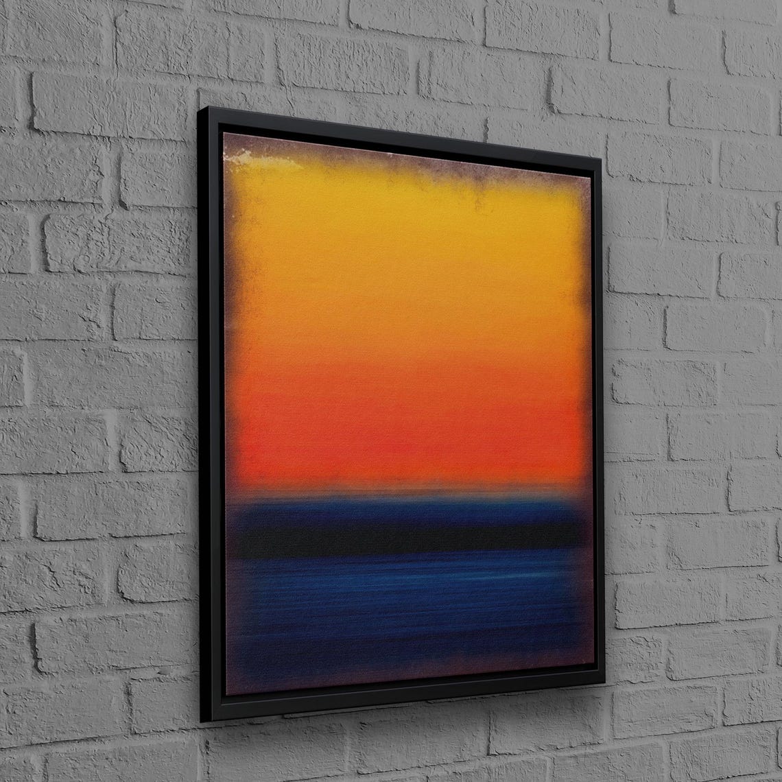 Orange Sunset Over Blue Ocean Abstract Minimal Seascape Poster