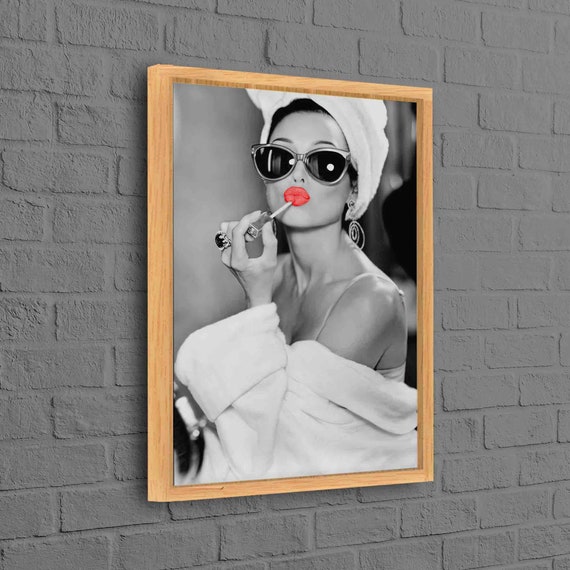Audrey Lip Art Print, Contemporary Fashion Portrait