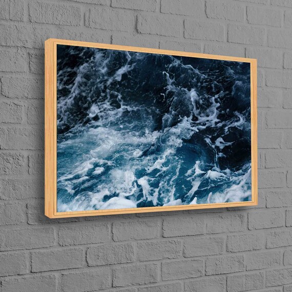 Deep Blue Ocean Wave Swirl Moody Aerial Photography Wall Art