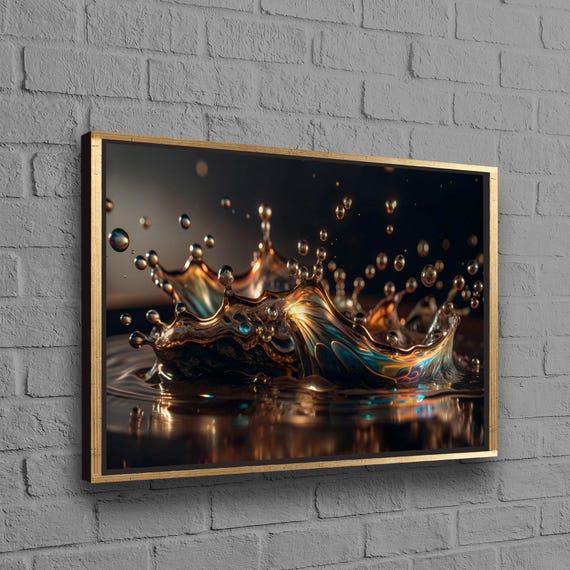 Water Drops Canvas Art Gift For Him Modern Decor Dripping Housewarming Bohemian Wall