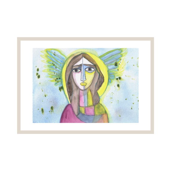 Ethereal Angel Watercolor Print Celestial Spiritual Wall Art