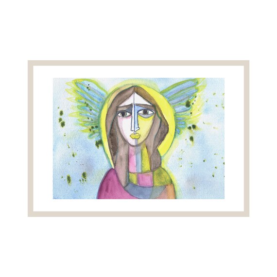 Ethereal Watercolor Angel With Wings Celestial Spiritual Poster