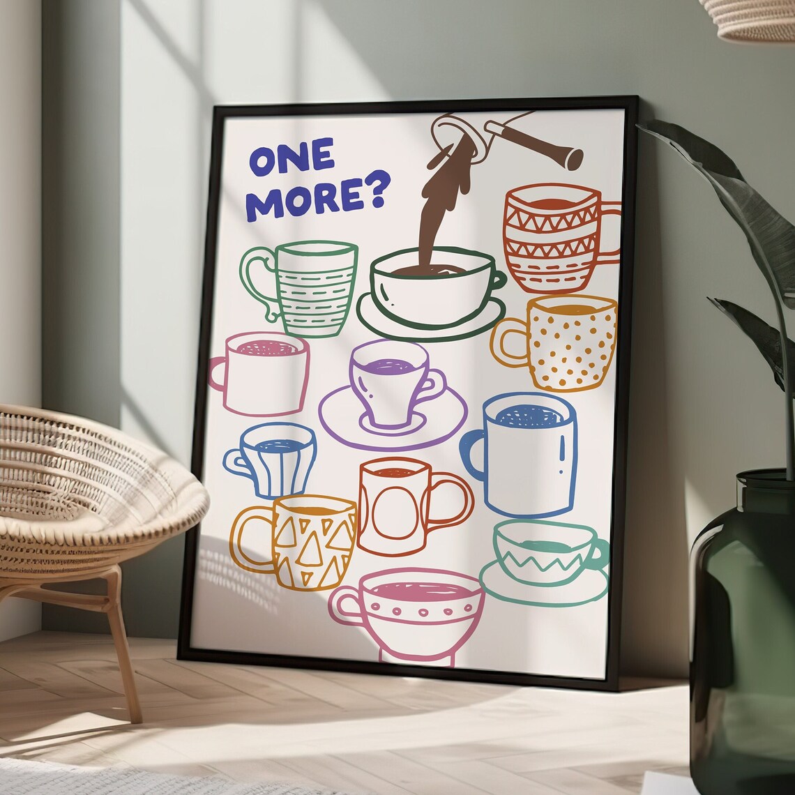 One More Coffee Retro Kitchen Funny Art Print