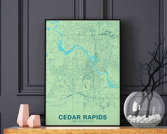 Cedar Rapids Iowa Ia Usa Poster Color Hometown City Print Modern Home Decor Office Decoration Wall Art Dorm Bedroom Gift