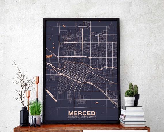 Merced Ca Usa Poster Color Hometown City Print Modern Home Decor Office Decoration Wall Art Dorm Bedroom Gift