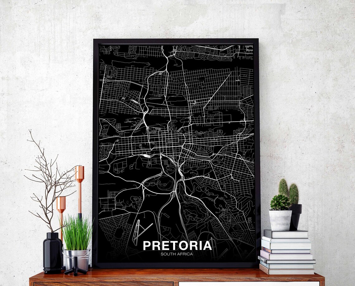 Pretoria South Africa Map Poster, Modern City Print