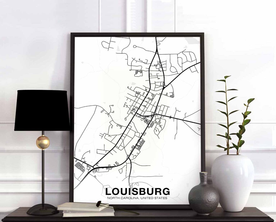 Louisburg North Carolina Map Poster, Hometown City