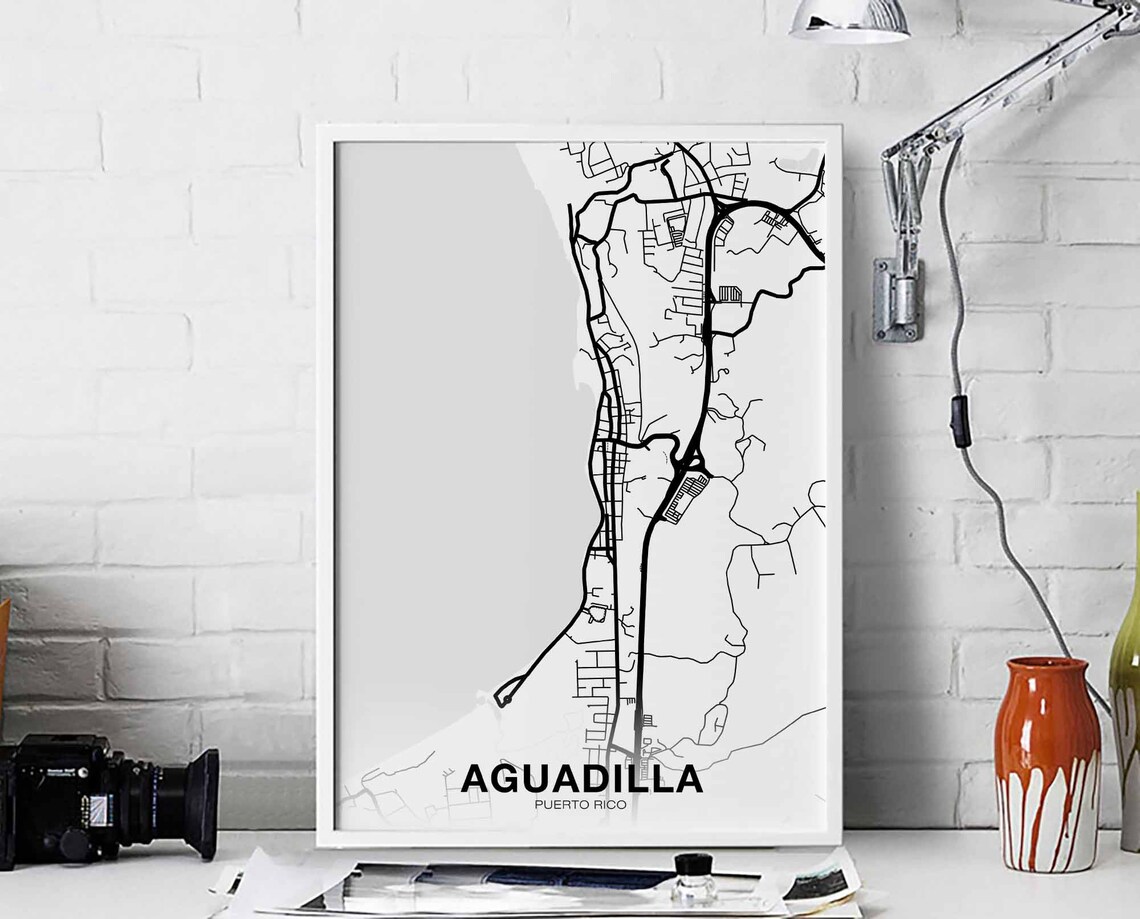 Aguadilla Puerto Rico Map Poster, Modern Travel Print