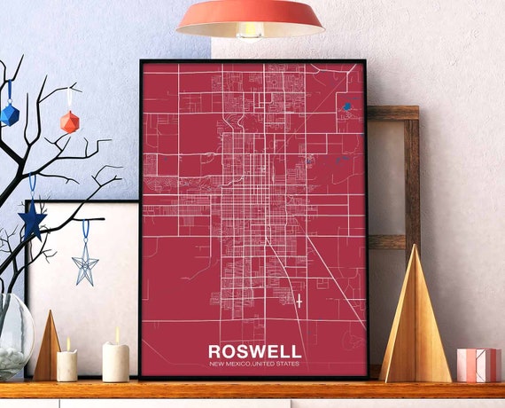 Roswell New Mexico Nm Usa Poster Color Hometown City Print Modern Home Decor Office Decoration Wall Art Dorm Bedroom Gift