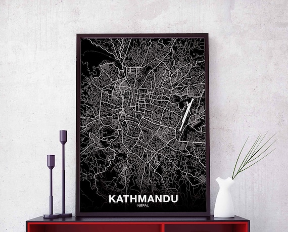 Kathmandu Nepal Map Poster Hometown City Print Modern Home Decor Office Decoration Wall Art Dorm Bedroom Gift