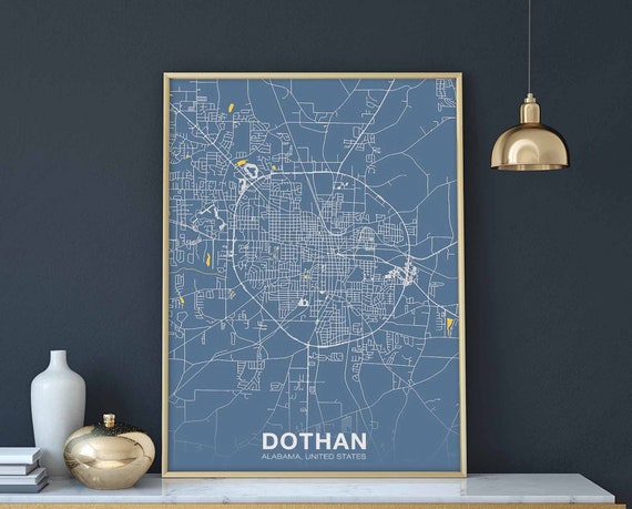 Dothan Alabama Al Usa Poster Color Hometown City Print Modern Home Decor Office Decoration Wall Art Dorm Bedroom Gift