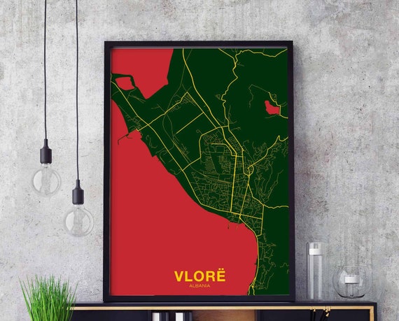 Vlore Albania Poster Color Hometown City Print Modern Home Decor Office Decoration Wall Art Dorm Bedroom Gift