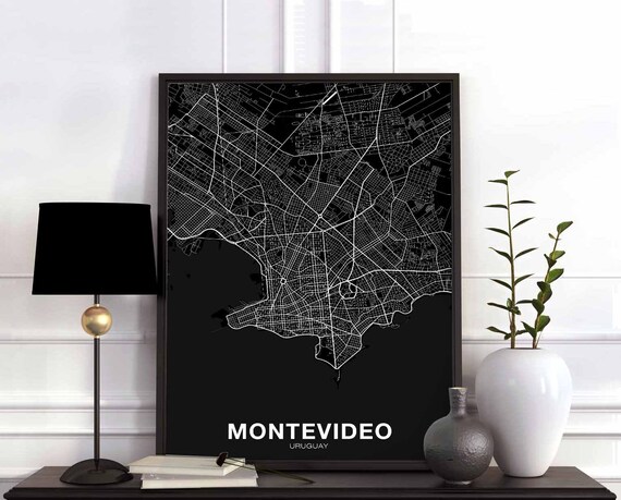 Montevideo Uruguay Map Poster, Modern Home Decor