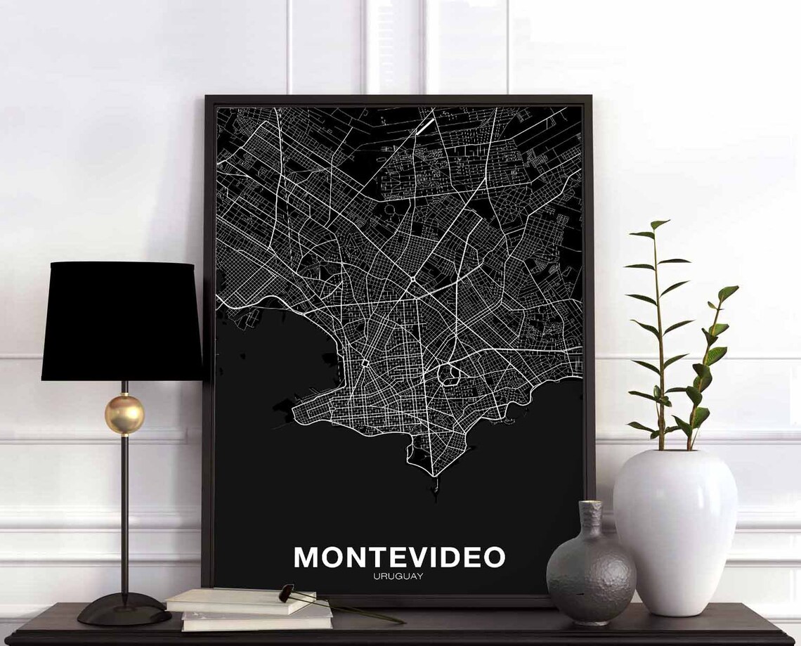 Montevideo Uruguay Map Poster, Modern Home Decor